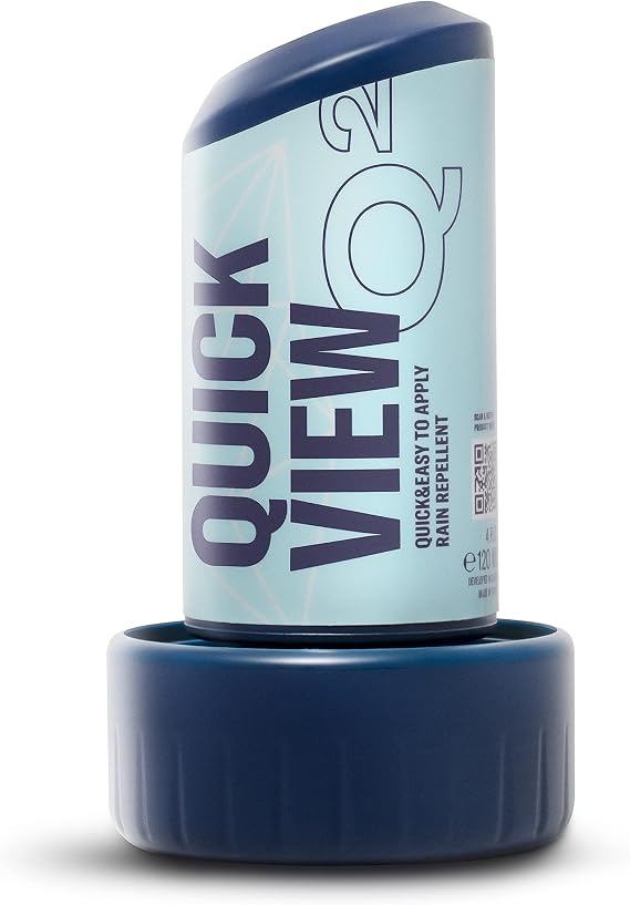 GYEON QuickView Ceramic Windshield Glass Coating Hydrophobic Rain Repellent | Ceramic glass coating with built-in applicator causes rain to sheet off exterior glass at speed rather than spreading.