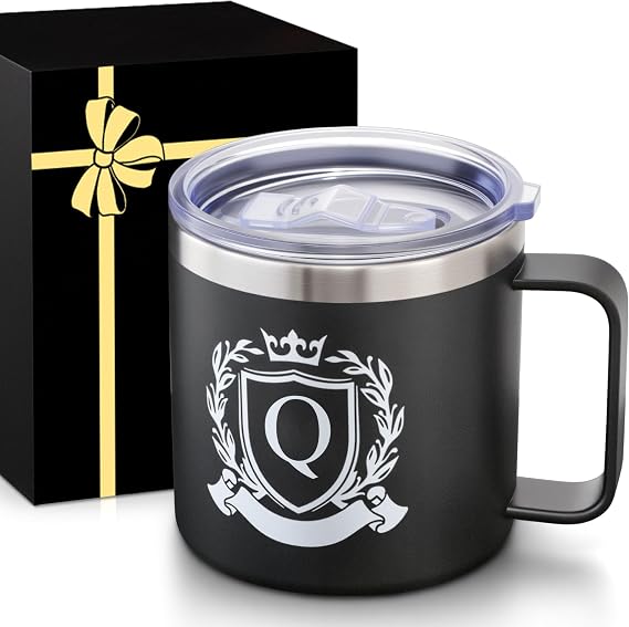 MNZZ 14 Oz Insulated Coffee Mug with Lid Travel Large Cup Gamer Camping Fishing Travel Firefighter Golf Sport Soccer Coach Sentimental Pilot Police Bus Driver Unisex Practical Useful Men Gifts,Q