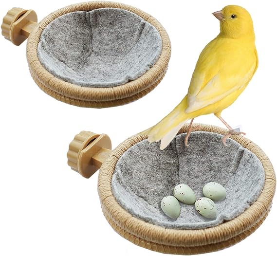 FOIBURELY 2 Sets Bird Nest Canary Finch Parrot Nest with Felt(4.5 inches)