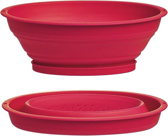 Progressive International 3.5 Cup Collapsible Mini Fruit Vegetable Colander Strainer Water Drainer (Red, 1- Pack)