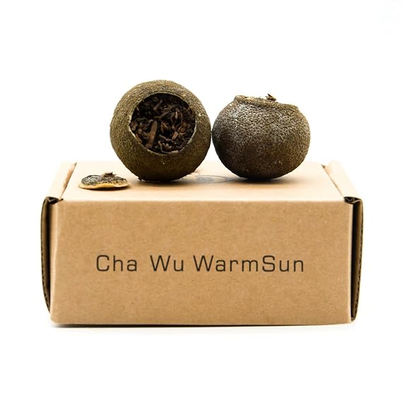 ChaWuWarmSun [A] Mini-Citrus Ripe Pu erh Tea,4.5oz(130g),Fragrant Citrus Aroma with Puer Smooth,Origin of China