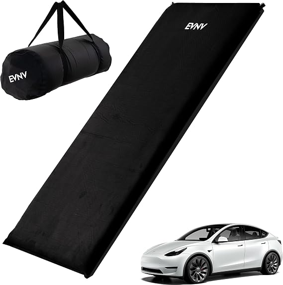 Premium Tesla Model Y Mattress - Car Camping Mat - Memory Foam Bed with Air Support - Over 3" Thick All Night - Black