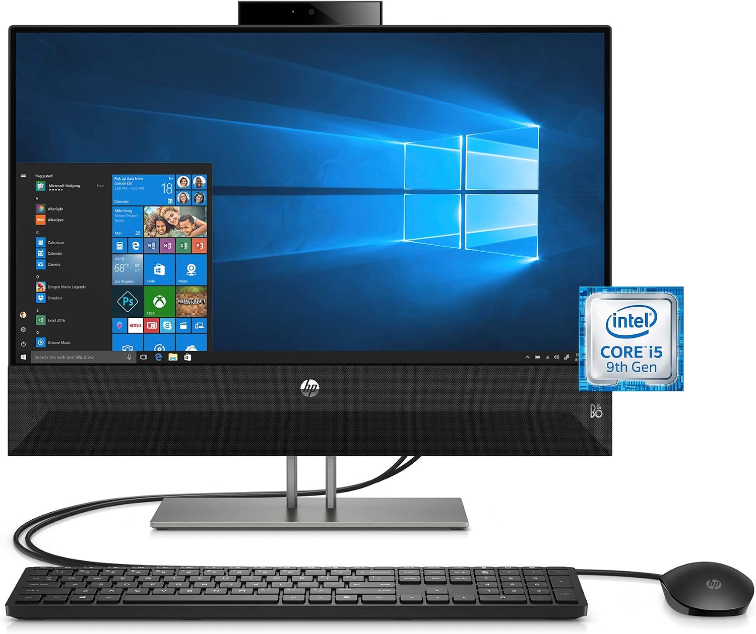 HP 4NN56AA#ABA Pavilion 24-Inch All-in-One Computer, Intel Core i5-9400T, 12 GB RAM, 512 GB Solid State Drive, Windows 10 24-Xa0032, Black