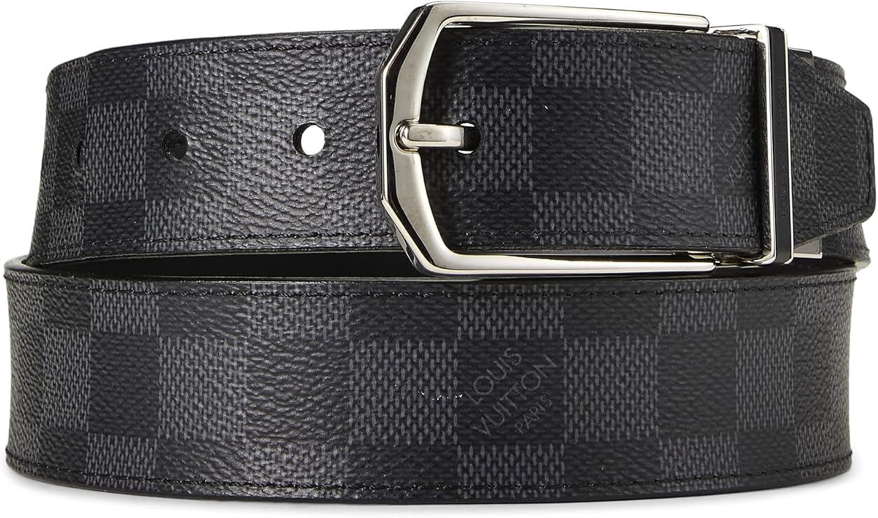 Pre-loved Black Damier Graphite Slender Reversible Belt 90, Black