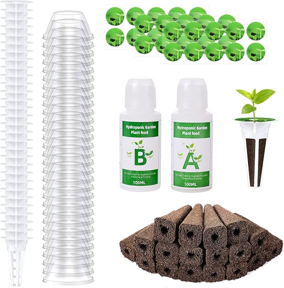 122pcs Seed Pod Kit, Hydroponics Garden Accessories for Aerogarden Growing System, Grow Anything Kit with 30 Grow Sponges, 30 Grow Baskets, 30 Grow Domes, 2 100ml Plant Food