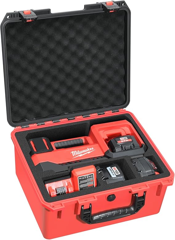 LOTOCASE Case for Milwaukee M18 Inflator Air Compressor: Custom Hard Case | Pre-cut for Milwaukee M18 Inflator 2848-20, Heavy-duty Hard Shell, Waterproof, for Mechanics and RV Owners in Truck or Garage