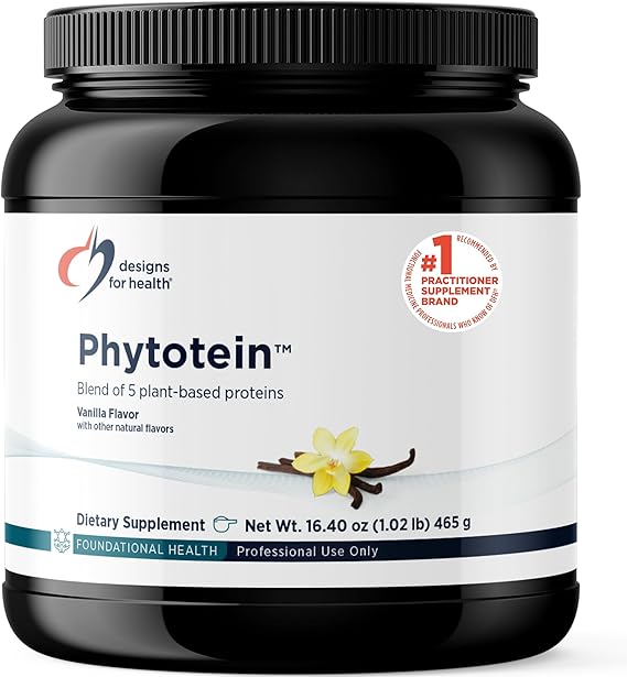 Designs for Health Phytotein Vegan Protein Powder, Vanilla, 15 Servings | 20 g Organic Rice, Sacha Inchi, Pumpkin and Sunflower Seeds, and Pea Protein Powder Blend, Creamy Plant Protein