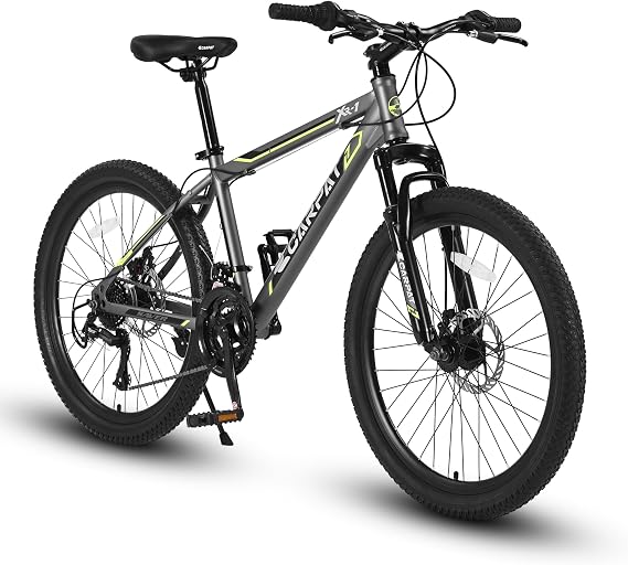Mountain Bike with 21 Speeds 24"/26" Lightweight Cycling Bicycles, Dual Disc, Metal Frame Bicycle for Men and Women