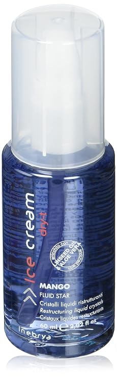 Inebrya Ice Cream Mango Fluid Star with Linseed Oil and Aloe Vera 2.02 Oz- Free Starry Lip Plumping Gloss 10ml