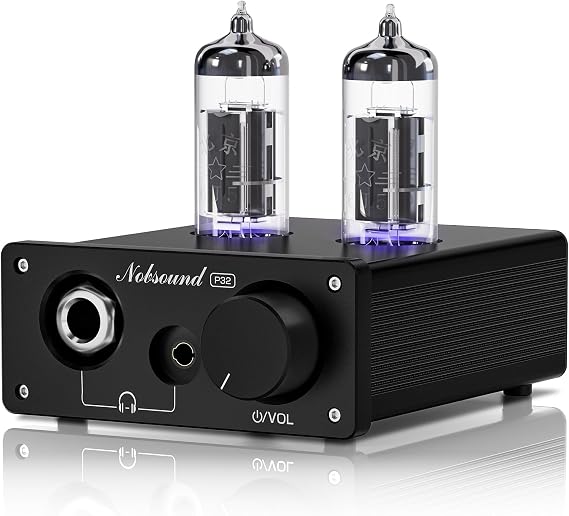 Nobsound P32 Tube Headphone Amplifier: 1000mW HiFi Desktop Preamp for 24600 Headphones & Home Amps Speakers, 3.5mm/6.35mm Jacks, Swappable Tube & Op-Amp