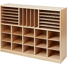 Multi-Function Cubby and Tray Mobile Storage Cabinet, Kids Furniture, Natural