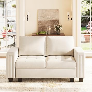Belffin Velvet Modular Loveseat Sofa Couch 2 Seater Sofa Love Seats for Small Space Beige
