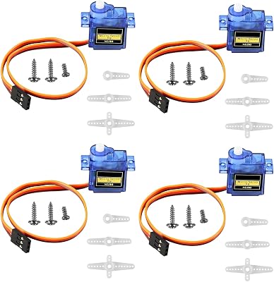 4Pcs SG90 Micro Servo Motor 180 Degree SG90 9G Gear Motor Control for Arduino Raspberry Pi RC Car Toy Robot Helicopter Airplane Controls Car Boat DIY