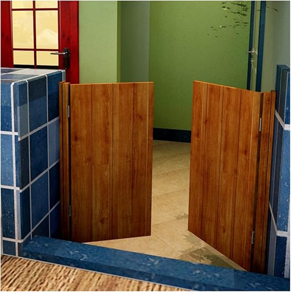 Cafe Swinging Doors,Parlor Butler Door,Saloon Cafe Doors,Retro Louvered Fence Half Waist Door,with Auto Close,for Terrace Emporium,A Variety of Colors,Customizable,Brown,W100xH90cm(39x35in)
