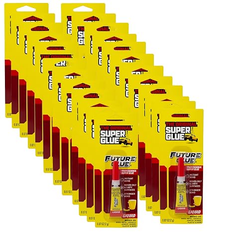 Super Glue: Original Future Glue, 0.07 OZ - Heavy Duty, Strong Glue for Plastic, Wood, Rubber, Ceramic Repair, and More, 24 Packs
