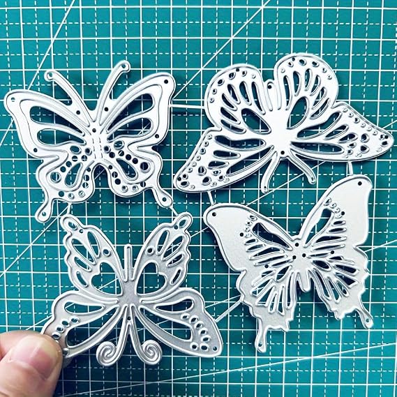 4pcs Large Butterflies Metal Cutting Die Cuts, DIY Crafts Template Frame Paper Cards Cutting Dies Cut Stencils for DIY Embossing Card Making Book Tags Decorative Paper Dies Scrapbooking