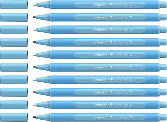 Schneider Slider Edge Pastel XB (Extra Broad) Ballpoint Pen, 1.4 mm, Light Blue Barrel, Baby Blue Ink, Box of 10 Pens (152230)