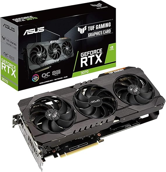 ASUS TUF Gaming NVIDIA GeForce RTX 3070 OC Edition Graphics Card- PCIe 4.0, 8GB GDDR6, HDMI 2.1, DisplayPort 1.4a, Dual Ball Fan Bearings,