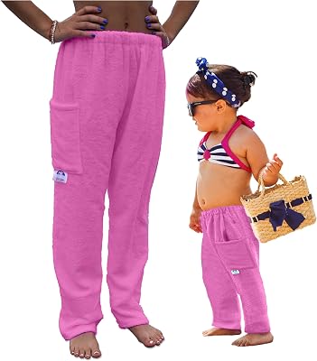 Towel Pants for Swimmers Pink - Cotton Terry Towel Pants Beach Coverup Resort Wear Swim wear
