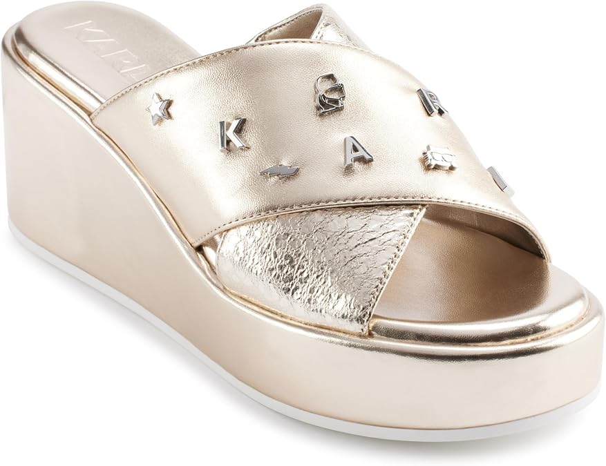 KARL LAGERFELD Women's Caleigh Platform Wedge Sandal With Pins