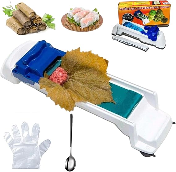 Lumpia Maker Machine, Spring Roll Maker Machine, Multi-functional Egg Roll & Sushi Maker Roller Tool, Easy & Fast Vegetable Meat Roller for Spring Rolls, Dolma & Grape Leaves (1PC)