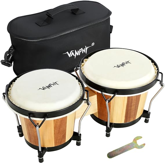 Bongo Drum 6'' and 7'' Set for Adults Beginners Professionals Stripe