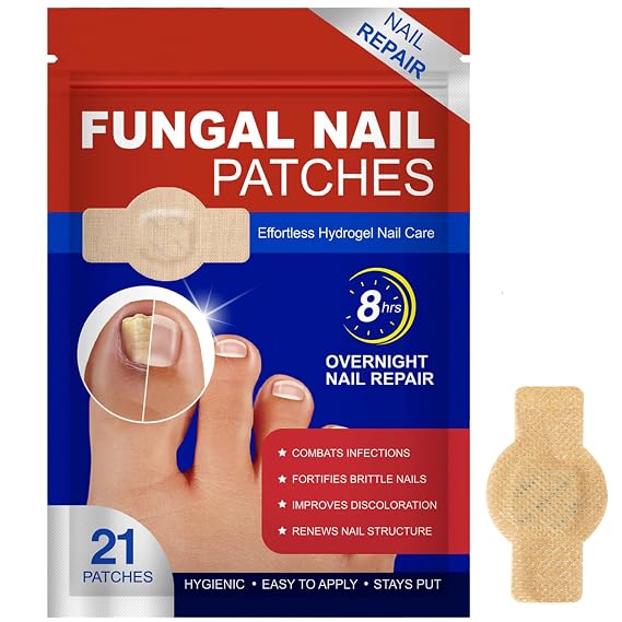 21Pcs Fungal Nail Patches, 8-hour Overnight care for Restores Damaged Nails
