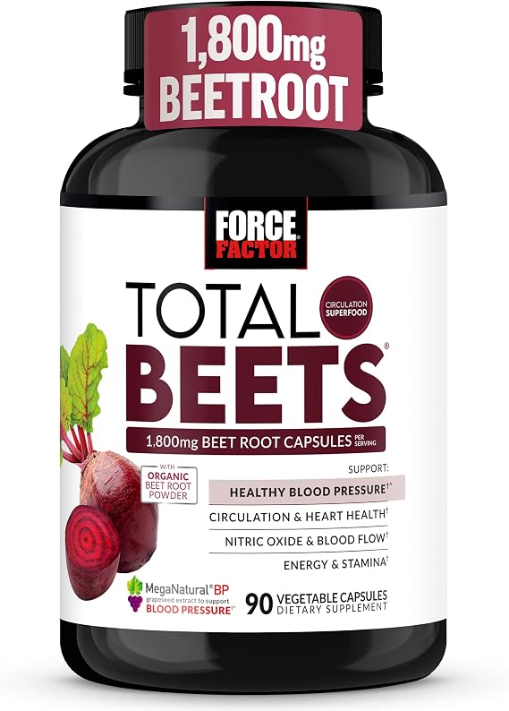 Force Factor Total Beets 1800mg Beet Root Capsules, Blood Pressure Support