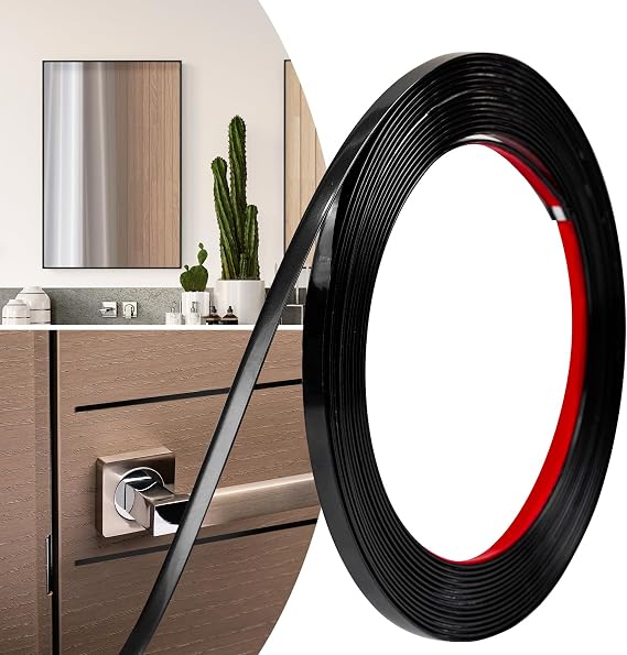 0.25in x 20Ft Peel and Stick Wall Molding Trim Matte Black