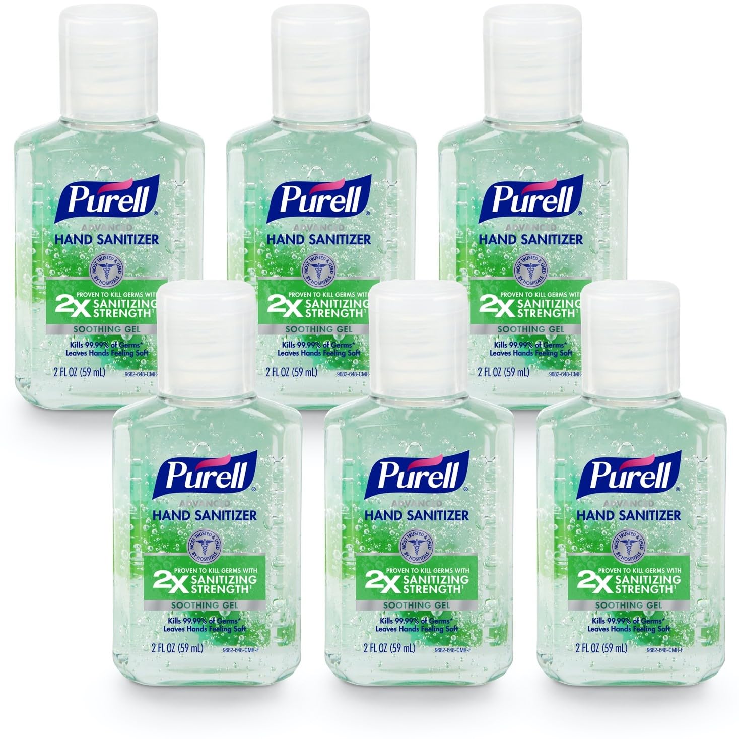 PURELL Advanced Hand Sanitizer Soothing Gel, Fresh Scent, 2 Fl Oz Flip-Cap Bottles - Pack Of 24 (9682-24-CMR)