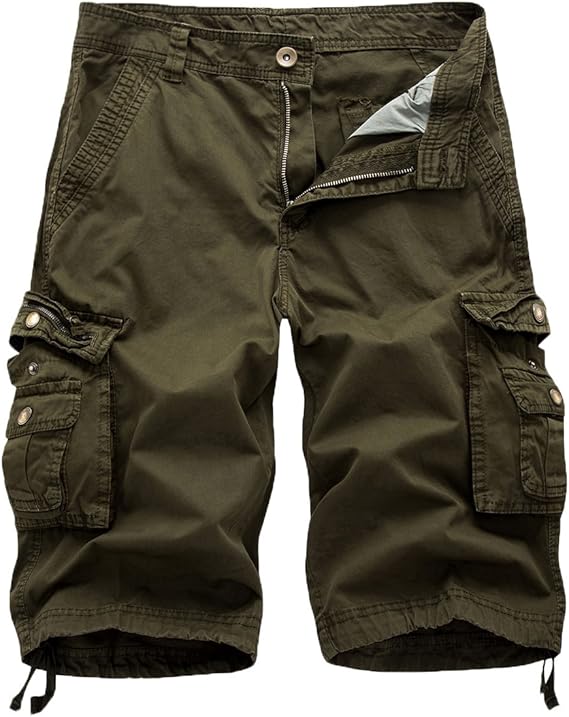 FOURSTEEDS Women's Cotton Loose Fit Zipper Multi-Pockets Twill Bermuda Drawstring Women Cargo Shorts