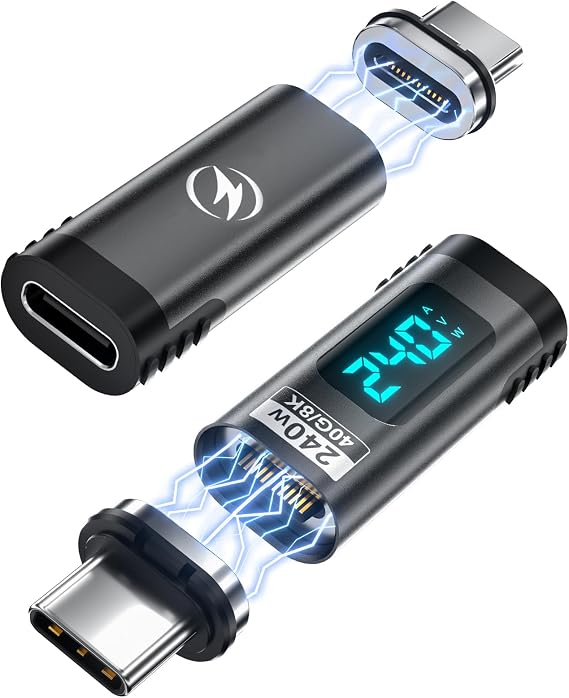 240W USB C Magnetic Adapter 2Pack, 24 Pin Straight 8K 60Hz USBC 4 40Gbps