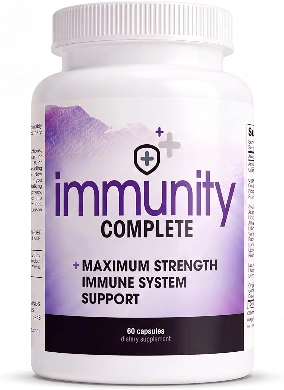 Immunity Complete - 20-in-1 Immune System Booster Formula with Cat's Claw, Quercetin, Vitamin C, and Olive Leaf Extract 60ct