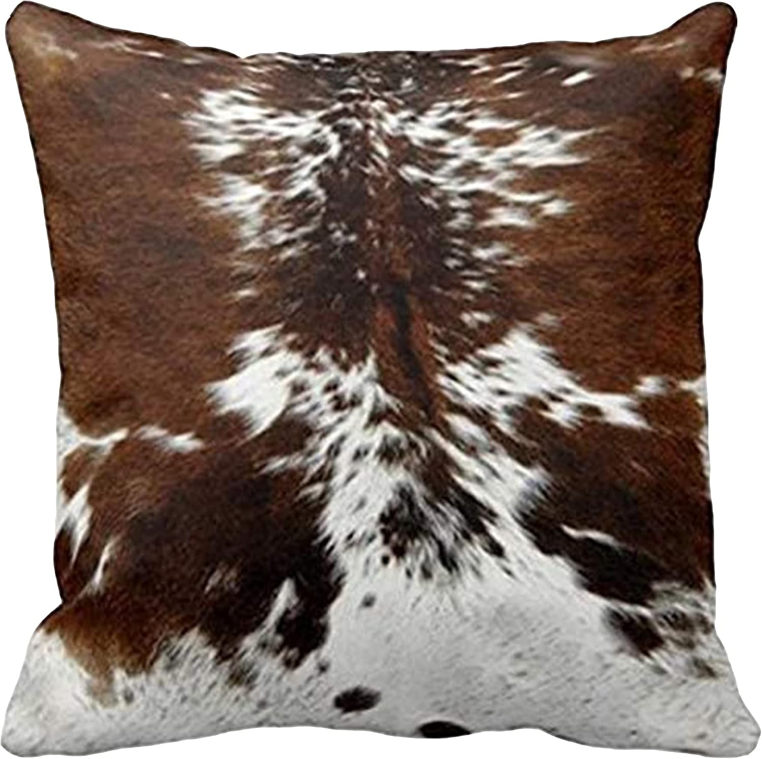 Leaveland Throw Pillowcase 18 x 18 Tri Color Brown Cowhide Print Throw Pillow Cover