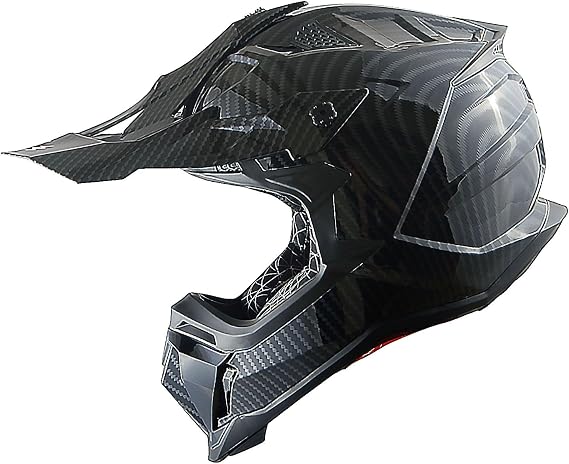 1Storm Adult Motocross Helmet ATV Dirt Bike BMX MX Downhill Mountain Helmet Track Style JH601; Carbon Fiber Black