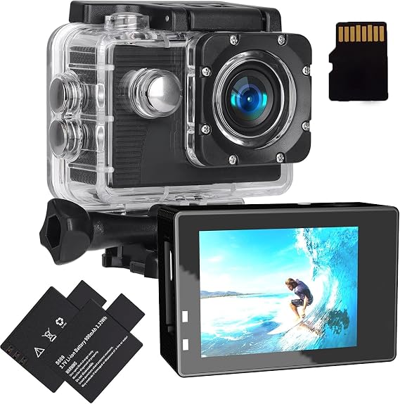 Xilecam Action Camera 1080P Sports Camera Memory Card Action Cam 4xZoom 131ft Underwater Waterproof with 2 X Batteries and Multi-Function Accessory(X2R)