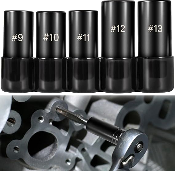 71670 Tap Socket Set Fits 5/8", 11/16", 3/4", 7/8" and 1" Taps, 1/2" Drive, Tap Sockets Adapter For Larger, M.C.T.I. Standard Taps, Large Tap Socket Wrench Set