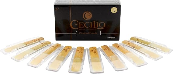 Cecilio Clarinet Reeds, 10-pack Reeds for Clarinet with Individual Plastic Case (Strength 2.0)