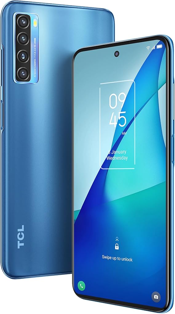 TCL 20S Unlocked Android Smartphone with 6.67 Dotch FHD+ Display, 64MP Quad Rear Camera System, 128GB+4GB RAM, 5000mAh Battery with Fast Charging, North Star Blue