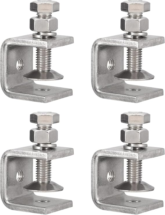 4 Pack 304 Stainless Steel C Clamps with 20mm/0.79" Stable Wide Jaw Opening Tiger Clamp for Woodworking Welding Construction Household Mount