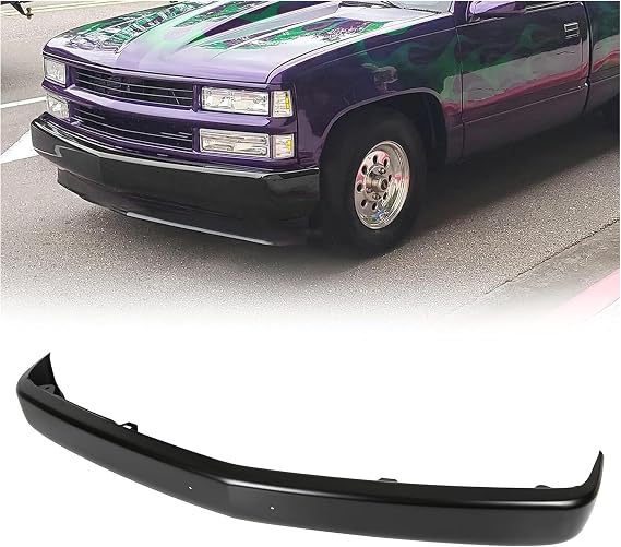 ECOTRIC Front Bumper Face Bar Compatible with 1988-2000 Chevy Silverado GMC Sierra C1500 C2500 C3500 K1500 K2500 K3500 Tahoe Blazer Suburban Yukon Cadillac Replace for GM1002168 W/License Plate Hole