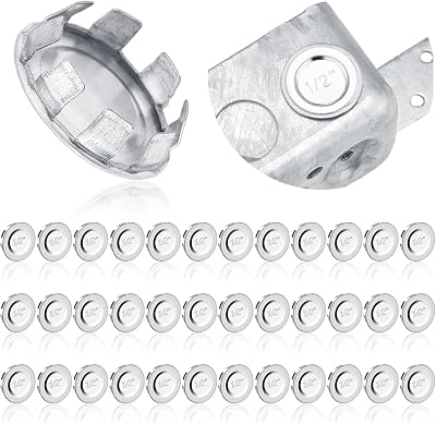 36 Pcs Knockout Seal Electrical Box Knockout Plugs for 12 Inch Pipe, Round Steel Removable Seal Electrical Box Fittings for Closure Unused Electric Box Outlets