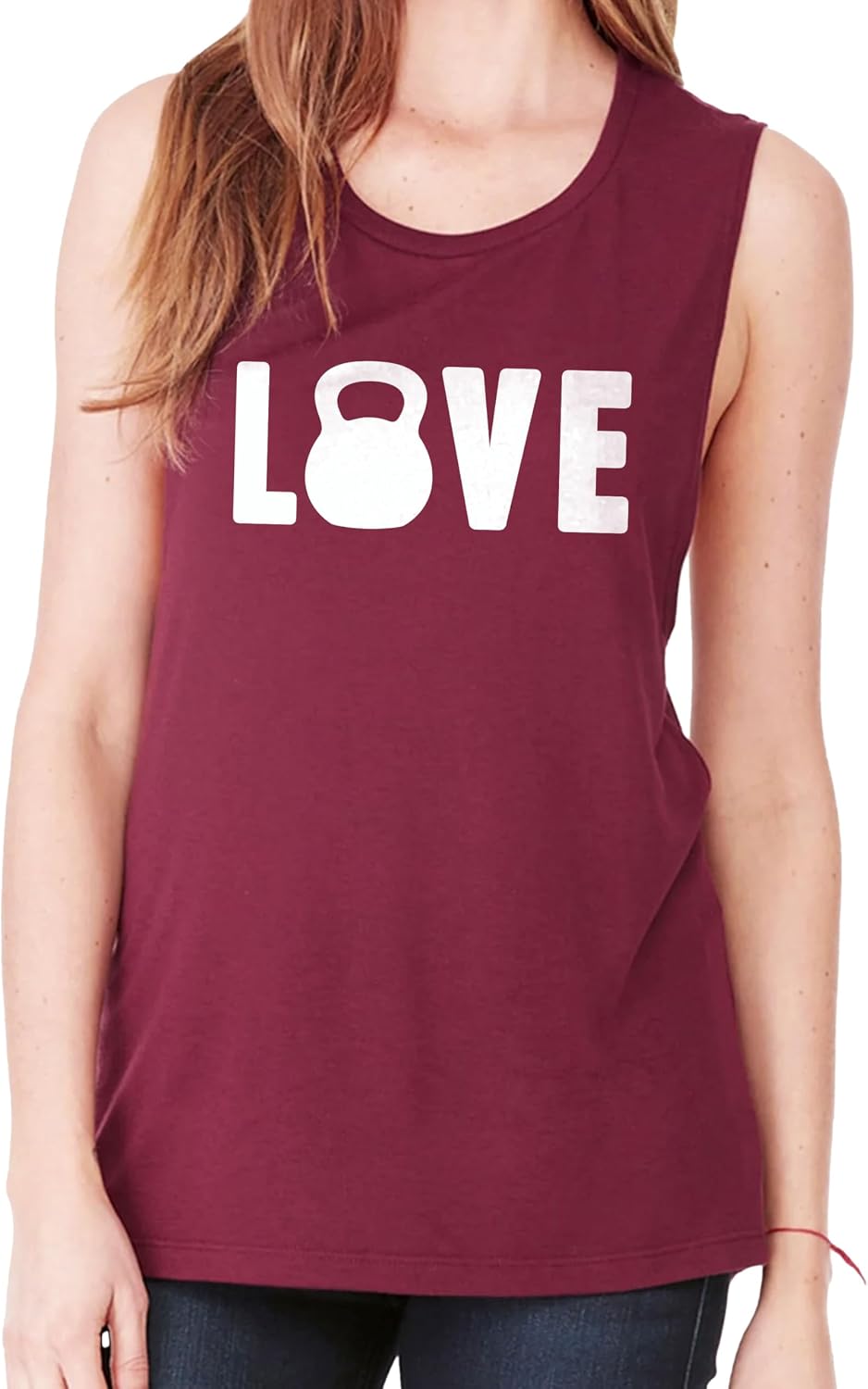 Love Kettlebell Womens Workout Muscle Tee - Sleeveless Active Wear, Graphic Yoga and Gym Top, Comfortable Workout Tank Top