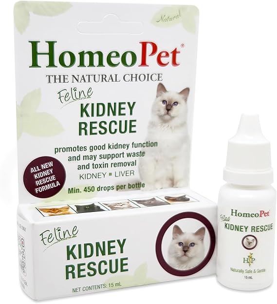 HomeoPet Feline Kidney Rescue, Supplement for Cats, 15 Milliliters | Natural renal support for cats and kittens, safe and gentle homeopathic formula, liquid drops suitable for daily use