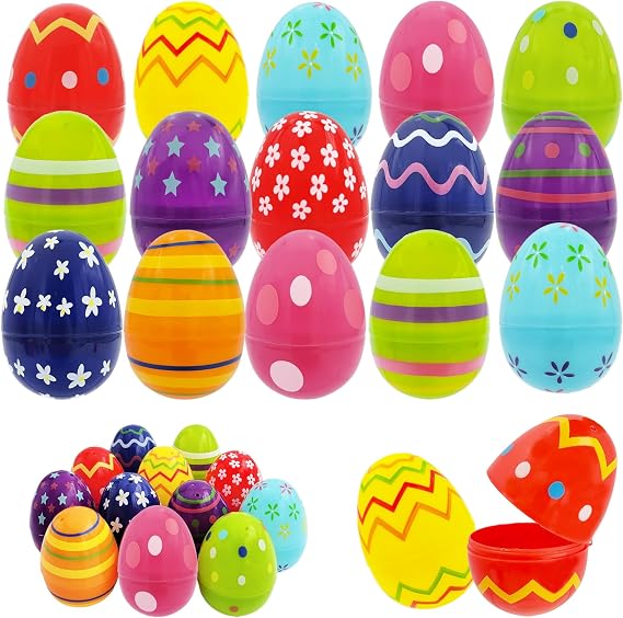 Chochkees 200-Pack Painted Fillable Easter Eggs with Hinge Bulk Colorful Painted Plastic Easter Eggs, Perfect for Easter Egg Hunt, Surprise Egg, Easter Hunt, 2.25" Inch Assorted Bright Colors