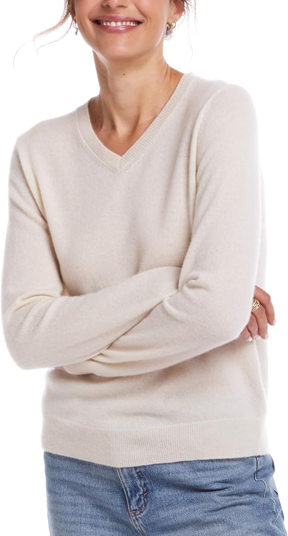 Weatherproof Vintage Women's Lightweight 100% Pure Thin Cashmere Sweater, Long Sleeve Sweatshirt, Casual Soft Pullover(XS-XL)