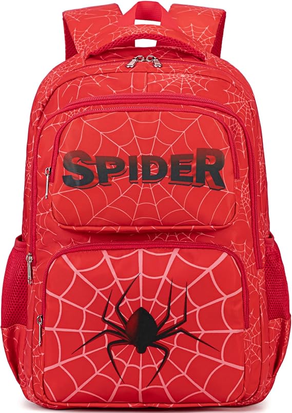 JIANYA Kids Backpack for School Boys, Spider School Bag Backpacks for Elementary Kids Children, Red