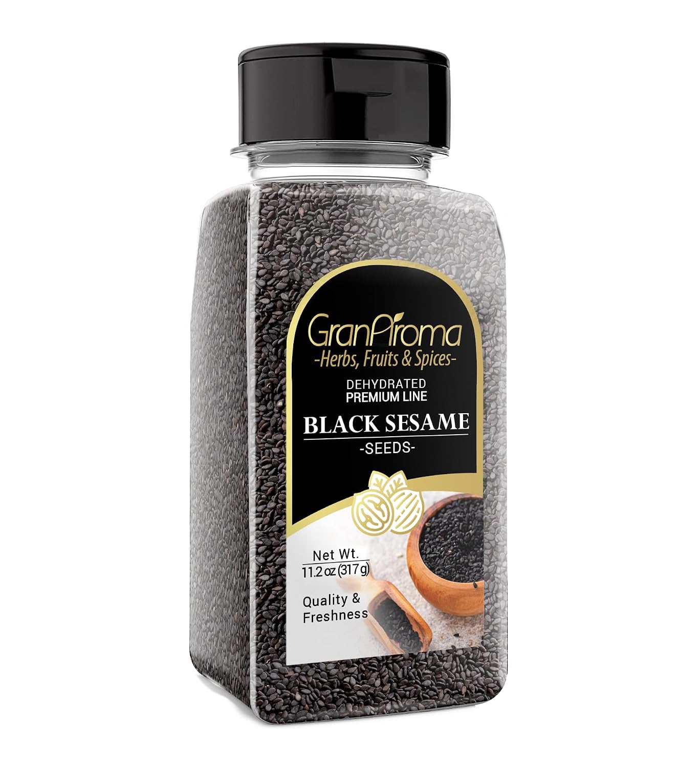 GranAroma Black Sesame Seeds, 11.2 oz, Garnish & Seasoning, Versatile Seeds, Nutty Flavor