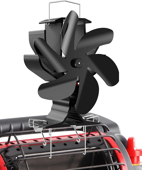 HIDALIFE Wood Stove Fan, Fireplace Heat Powered Fan with Bracket Compatible for Heater,Thermal Stove Blower for Gas Pellet Wood Burner-6 Blades