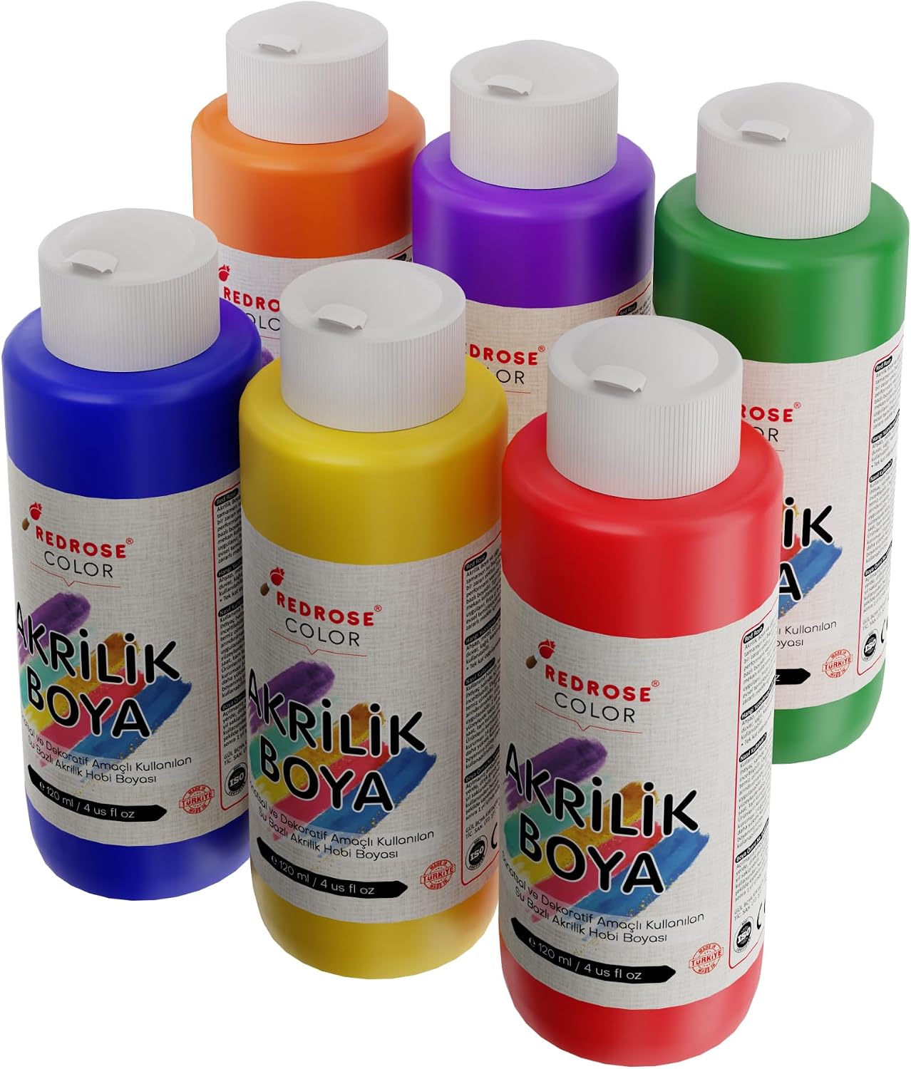 Red Rose Ara Renkler Akrilik Boya 6'lı Set 6x120 ml